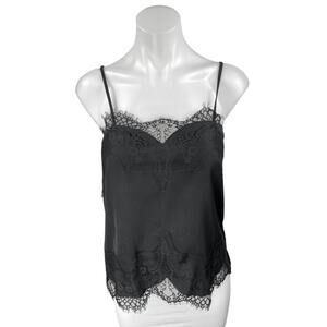 American Threads Black Floral Lace Sleeveless Cami Camisole Tank Top Size S